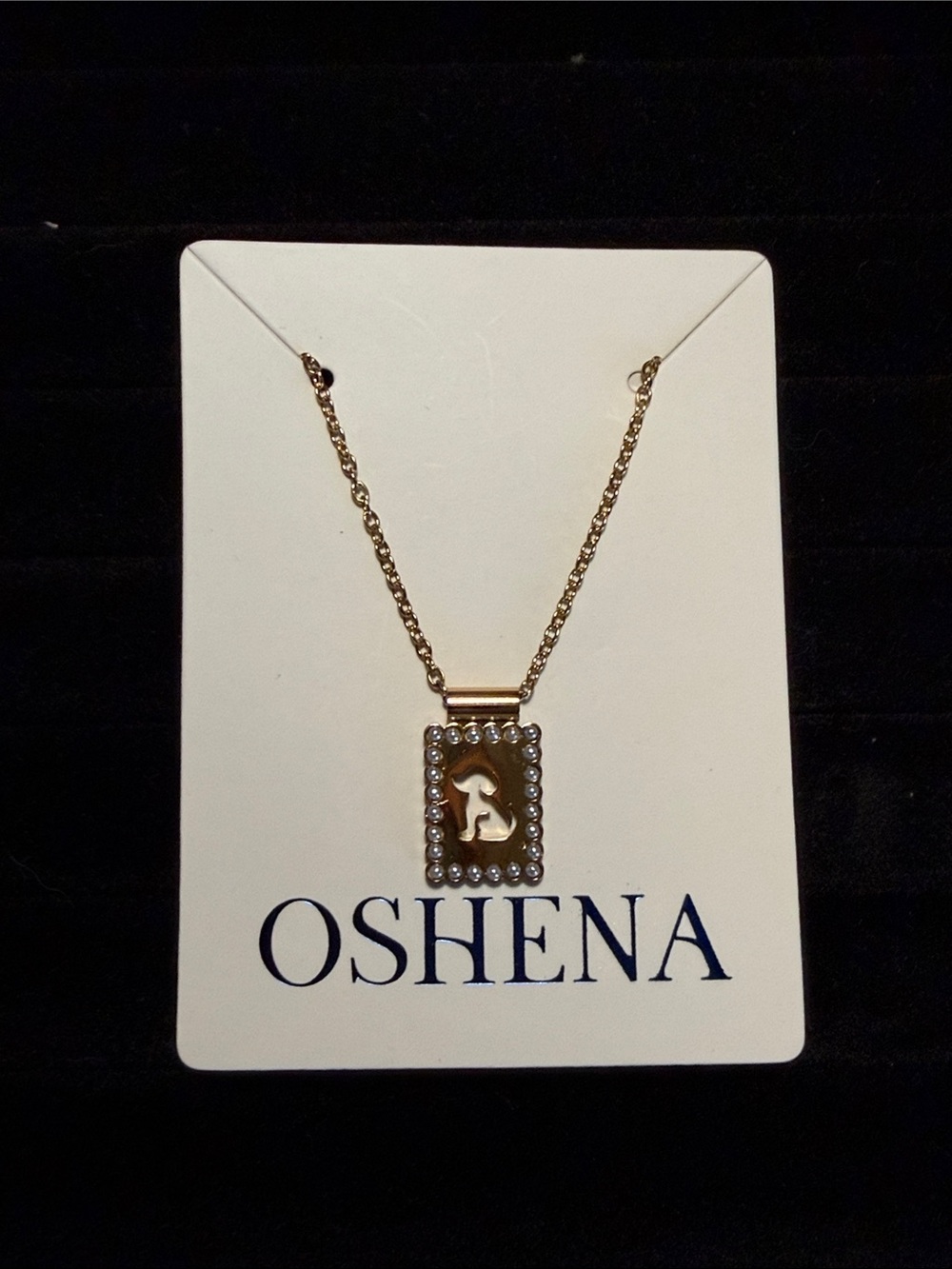 Oshena Gold-Tone Dog Silhouette Pendant Necklace with Crystal Accent
